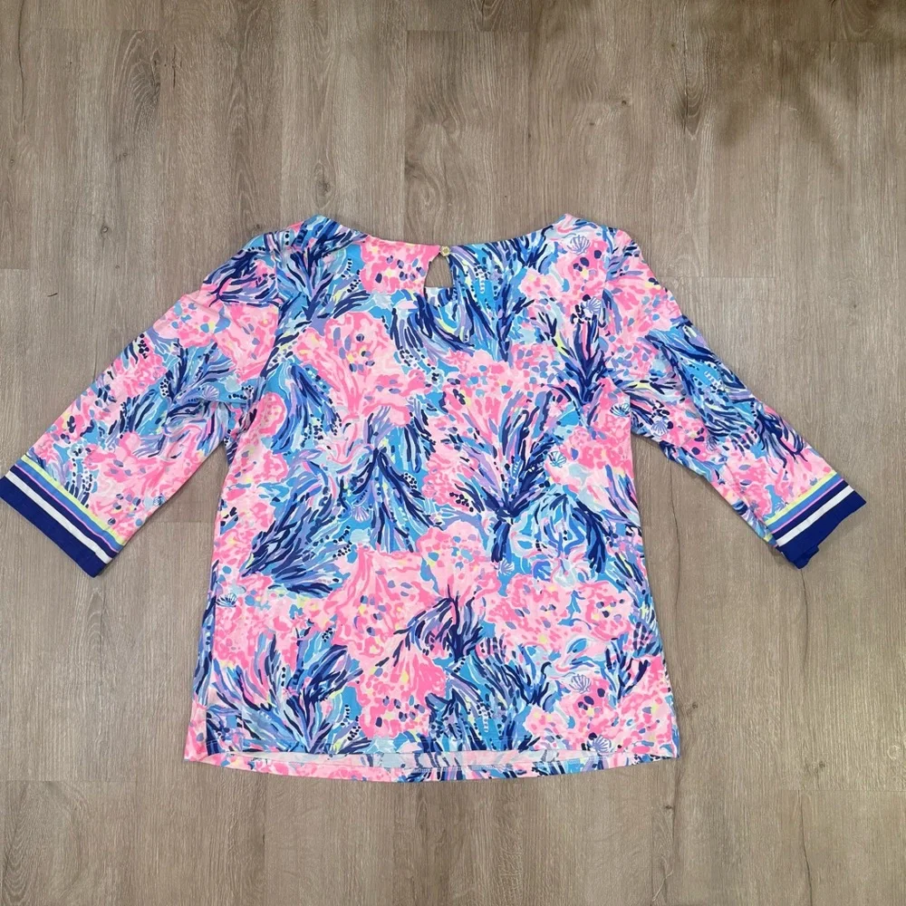 Lilly Pulitzer Waverly Top in Lapis Lazuli Horseshoe Bay Size XL - Picture 5 of 5